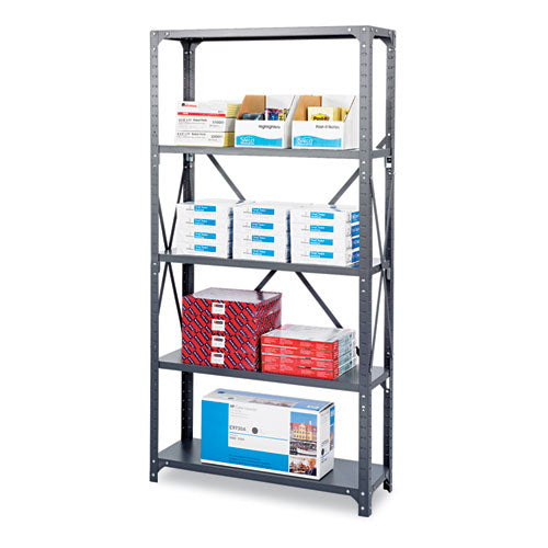Commercial Steel Shelving Unit, Five-Shelf, 36w x 12d x 75h, Dark Gray-(SAF6265)