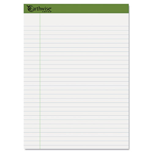 Earthwise by Ampad Recycled Writing Pad, Wide/Legal Rule, Politex Sand Headband, 40 White 8.5 x 11.75 Sheets, 4/Pack-(TOP40102)
