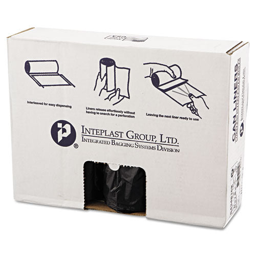 High-Density Interleaved Commercial Can Liners, 60 gal, 16 microns, 43" x 48", Black, 25 Bags/Roll, 8 Rolls/Carton-(IBSS434816K)