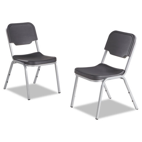Rough n Ready Stack Chair, Supports Up to 500 lb, 17.5" Seat Height, Charcoal Seat, Charcoal Back, Silver Base, 4/Carton-(ICE64117)