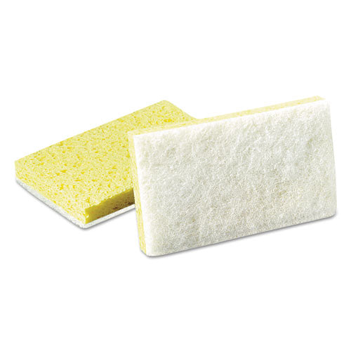 Light-Duty Scrubbing Sponge, #63, 3.6 x 6.1, 0.7" Thick, Yellow/White, 20/Carton-(MMM08251)