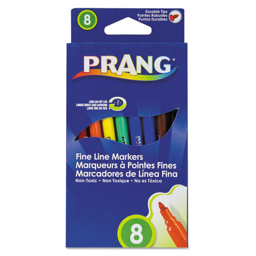 Fine Line Markers, Fine Bullet Tip, Assorted Colors, 8/Set-(DIX80719)