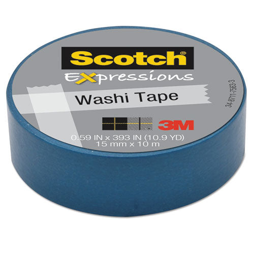 Expressions Washi Tape, 1.25" Core, 0.59" x 32.75 ft, Blue-(MMMC314BLU)