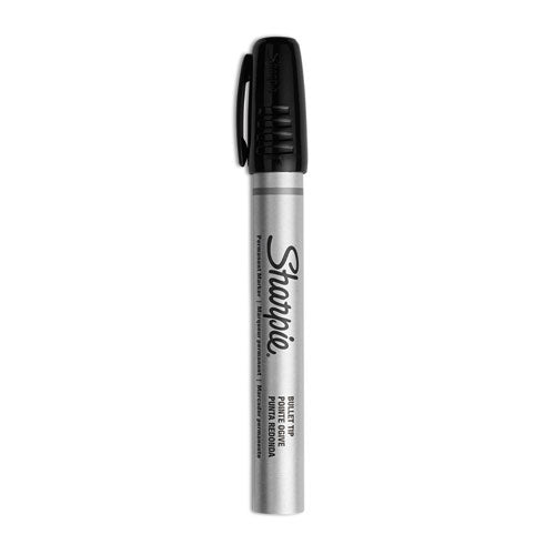 Durable Metal Barrel Permanent Marker, Medium Bullet Tip, Black-(SAN1794229)