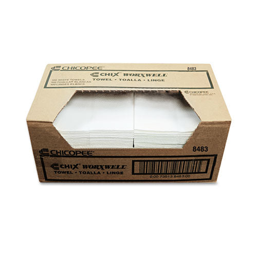 Durawipe Shop Towels, 13 x 15, Flat, White, 300/Carton-(CHI8483)