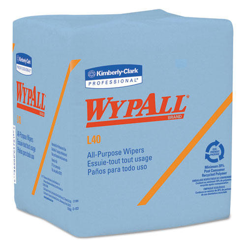 L40 Wiper, 1/4 Fold, Blue, 12.5 x 12, 56/Box, 12 Boxes/Carton-(KCC05776)