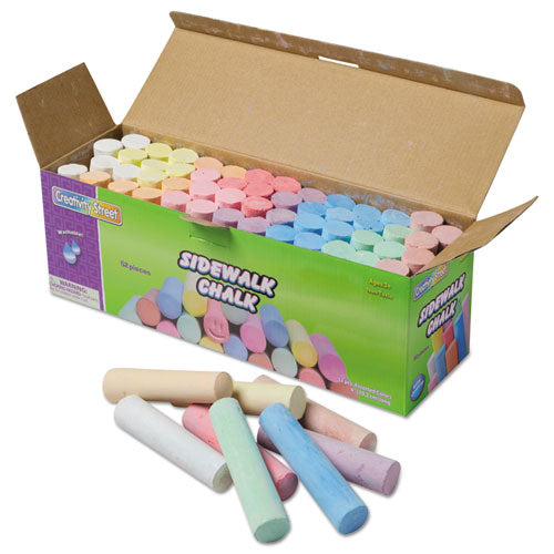 Sidewalk Chalk, Jumbo Stick, 4" x 1" Diameter, 12 Assorted Colors, 52/Set-(CKC1752)