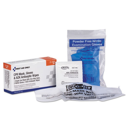 CPR Mask with Gloves and Wipes, 2 Gloves, 2 Wipes-(FAO21008)