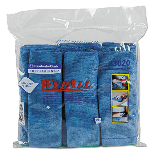 Microfiber Cloths, Reusable, 15.75 x 15.75, Blue, 24/Carton-(KCC83620CT)