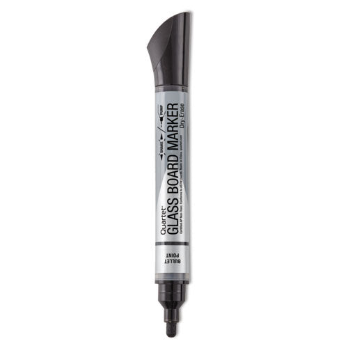 Premium Glass Board Dry Erase Marker, Broad Bullet Tip, Black, Dozen-(QRT79553)