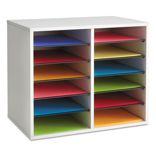 Fiberboard Literature Sorter, 12 Compartments, 19.63 x 11.88 x 16.13, Gray-(SAF9420GR)