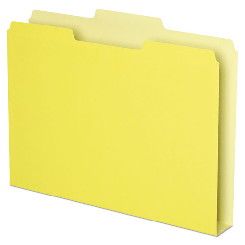 Double Stuff File Folders, 1/3-Cut Tabs: Assorted, Letter Size, 1.5" Expansion, Yellow, 50/Pack-(PFX54456)
