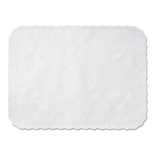 Anniversary Embossed Scalloped Edge Tray Mat, 14 x 19, White, 1,000/Carton-(HFMTC8704472)
