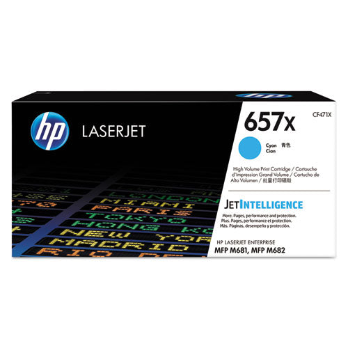 HP 657X, (CF471X) High-Yield Cyan Original LaserJet Toner Cartridge-(HEWCF471X)
