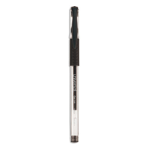 Comfort Grip Gel Pen, Stick, Medium 0.7 mm, Black Ink, Clear Barrel, 60/Pack-(UNV39513)