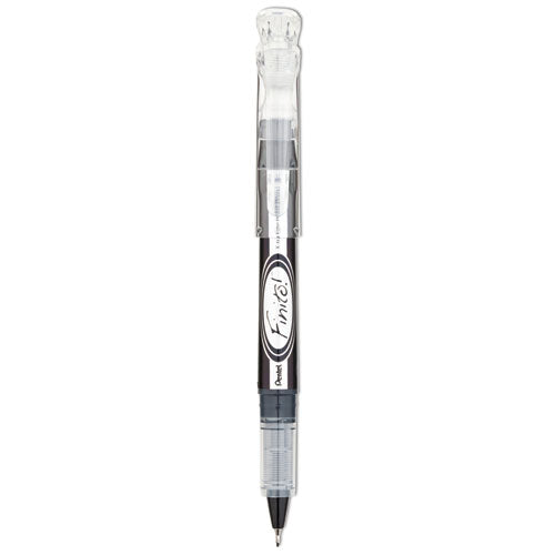 Finito! Porous Point Pen, Stick, Extra-Fine 0.4 mm, Black Ink, Black/Silver Barrel-(PENSD98A)
