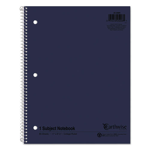 Earthwise by Oxford Recycled 1-Subject Notebook, Medium/College Rule, Randomly Assorted Cover Color, (80) 11 x 8.5 Sheets-(TOP25206)
