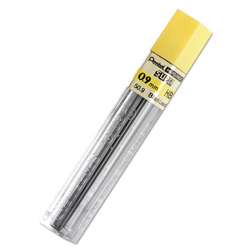 Super Hi-Polymer Lead Refills, 0.9 mm, HB, Black, 15/Tube-(PEN509HB)