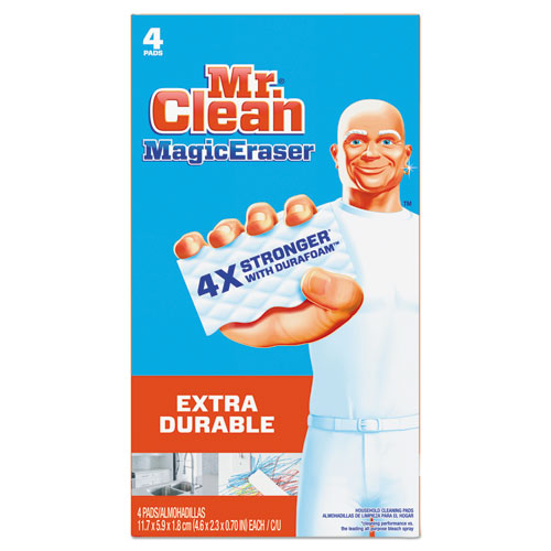 Magic Eraser Extra Durable, 4.6 x 2.4, 0.7" Thick, White, 4/Box, 8 Boxes/Carton-(PGC82038CT)