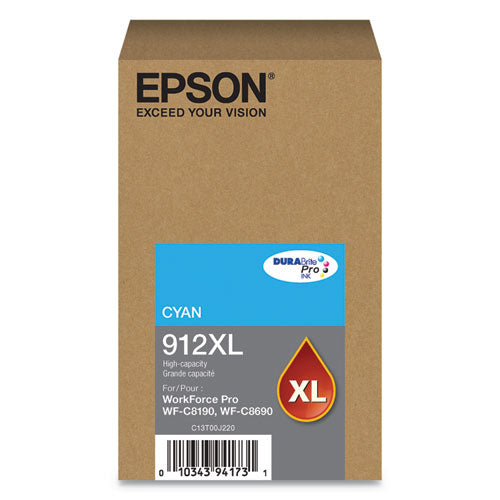 T912XL220 (912XL) DURABrite Pro High-Yield Ink, 4600 Page-Yield, Cyan-(EPST912XL220)
