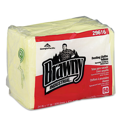 Dusting Cloths Quarterfold, 17 x 24, Unscented, Yellow, 50/Pack, 4 Packs/Carton-(GPC29616)