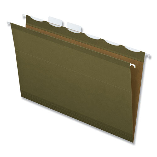 Ready-Tab Reinforced Hanging File Folders, Legal Size, 1/6-Cut Tabs, Standard Green, 25/Box-(PFX42591)