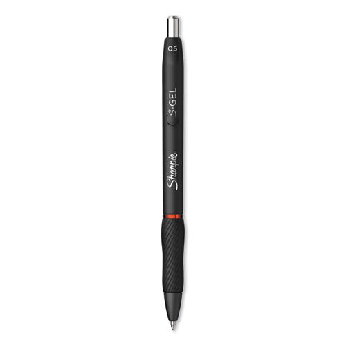 S-Gel High-Performance Gel Pen, Retractable, Fine 0.5 mm, Red Ink, Black Barrel, Dozen-(SAN2096166)