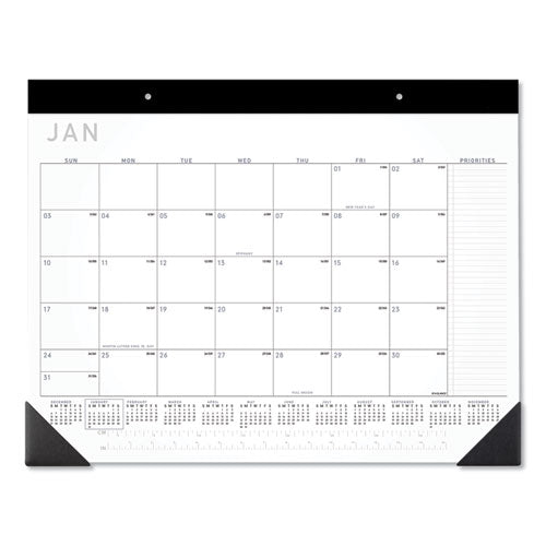 Contemporary Monthly Desk Pad, 22 x 17, White Sheets, Black Binding/Corners,12-Month (Jan to Dec): 2023-(AAGSK24X00)
