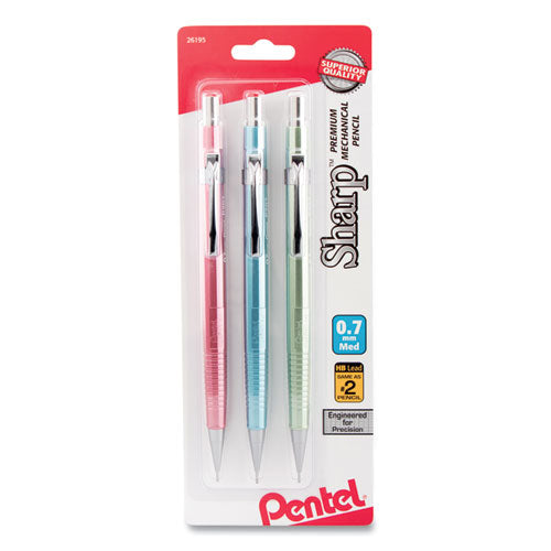 Sharp Mechanical Pencil, 0.7 mm, HB (#2.5), Black Lead, Assorted Barrel Colors, 3/Pack-(PENP207MBP3M1)