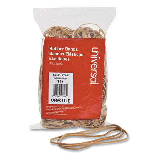 Rubber Bands, Size 117, 0.06" Gauge, Beige, 1 lb Box, 210/Pack-(UNV01117)