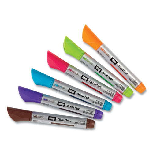 Premium Glass Board Dry Erase Marker, Medium Bullet Tip, Assorted Colors, 6/Pack-(QRT79556)