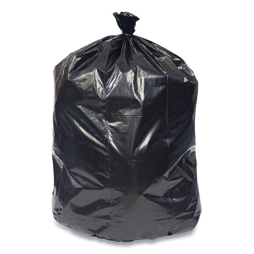 High-Density Can Liners, 60 gal, 22 mic, 38" x 60", Black, 25 Bags/Roll, 6 Rolls/Carton-(CWZ814865)