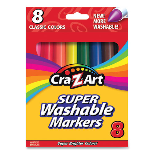 Super Washable Markers, Broad Bullet Tip, Assorted Colors, 8/Set-(CZA1000024)