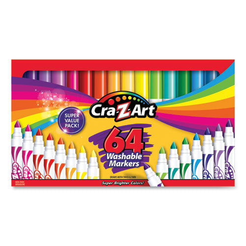Washable Markers, Broad Bullet Tip, Assorted Colors, 64/Set-(CZA13424)