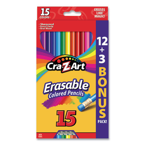Erasable Colored Pencils, 15 Assorted Lead/Barrel Colors, 15/Set-(CZA1045948)