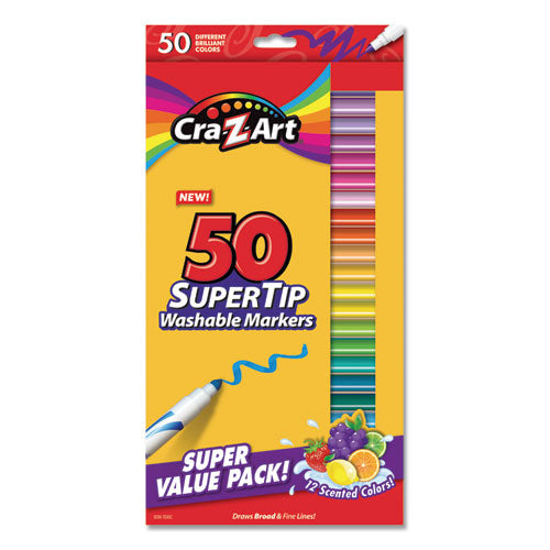 Washable SuperTip Markers, Fine/Broad Bullet Tips, Assorted Colors, 50/Set-(CZA01328WM14)