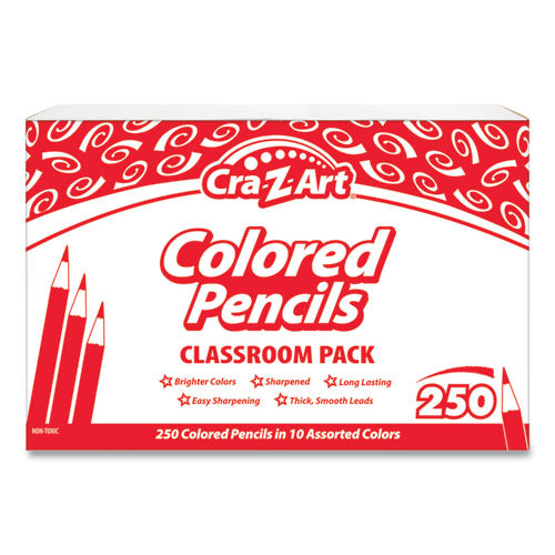 Colored Pencils Classpack, 10 Assorted Lead/Barrel Colors, 10 Pencils/Set, 25 Sets/Carton-(CZA740011)