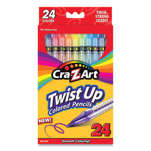 Twist Up Colored Pencils, 24 Assorted Lead Colors, Clear Barrel, 24/Set-(CZA1046224)