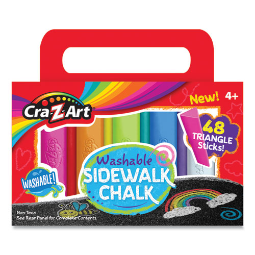 Washable Sidewalk Chalk, Triangle Shaped, 12.63", 48 Assorted Bright Colors, 48 Sticks/Set-(CZA10880)