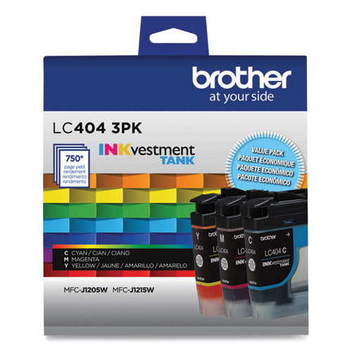 LC4043PK INKvestment Ink, 750 Page-Yield, Cyan/Magenta/Yellow, 3/Pack-(BRTLC4043PKS)
