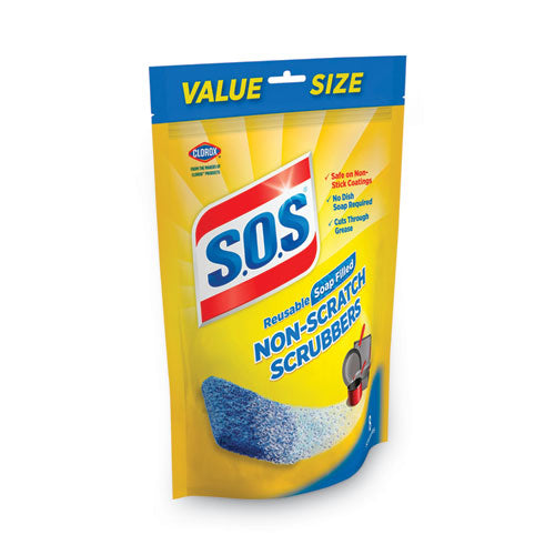 Non-Scratch Soap Scrubbers, Blue, 8/Pack, 6 Packs/Carton-(CLO10005)