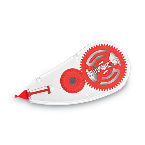 Correction Tape Dispenser, Non-Refillable, Transparent Red Applicator, 0.2" x 315", 10/Pack-(UNV75616)