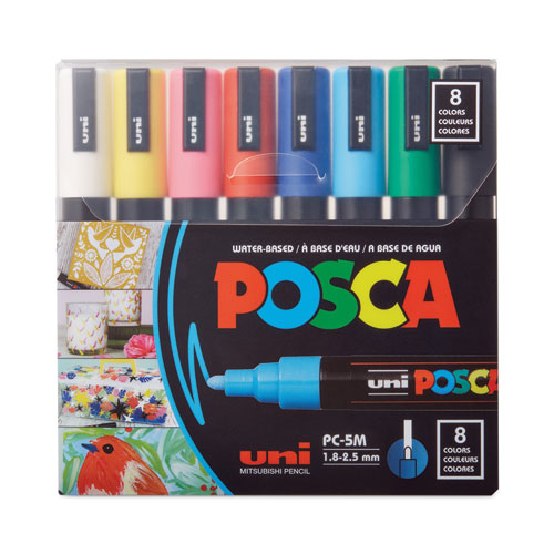 Permanent Specialty Marker, Medium Bullet Tip, Assorted Colors, 8/Pack-(UBCPC5M8C)