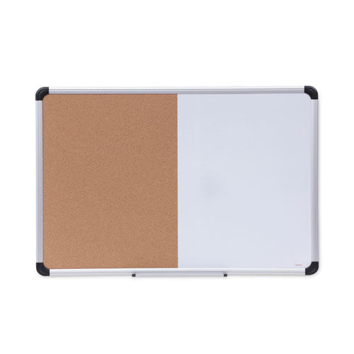 Cork/Dry Erase Board, Melamine, 36 x 24, Black/Gray, Aluminum/Plastic Frame-(UNV43743)