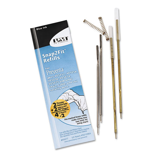 Refill for Preventa, MMF Kable and Sentry Counter Pens, Medium Conical Tip, Blue Ink, 2/Pack-(PMC05077)