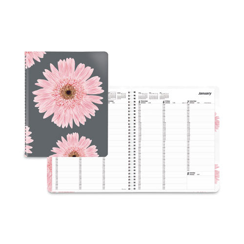 Essential Collection Weekly Appointment Book in Columnar Format, 11 x 8.5, Daisy Black/Pink Cover, 12-Month(Jan to Dec): 2023-(REDCB950G05)
