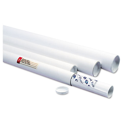 White Mailing Tubes, 24" Long, 3" Diameter, White, 25/Carton-(QUA46018)