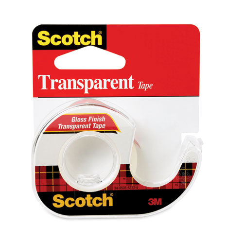 Transparent Tape In Handheld Dispenser, 1" Core, 0.5" x 37.5 ft, Transparent-(MMM144)