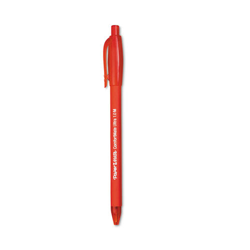 ComfortMate Ultra Ballpoint Pen, Retractable, Medium 1 mm, Red Ink, Red Barrel, Dozen-(PAP6320187)