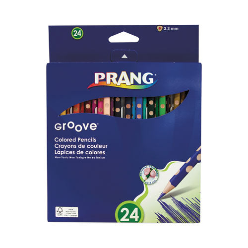 Groove Colored Pencils, 3.3 mm, 2B (#1), Assorted Lead/Barrel Colors, 24/Pack-(DIX28124)
